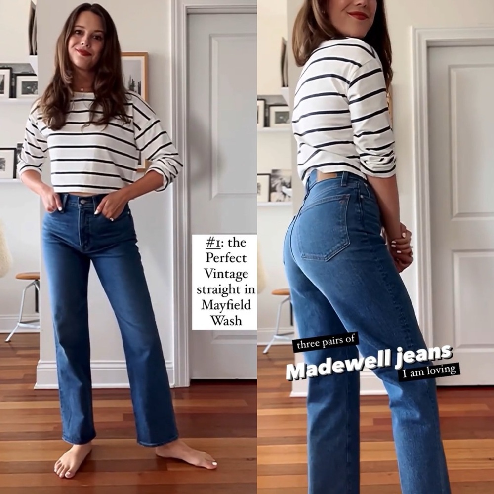 Madewell Straight Leg Jeans in Medium Blue - Picture 2 of 14